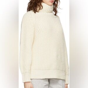 Boss Cream Chunky Knit Turtleneck Sweater